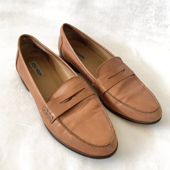 Steve Madden Shoes - Steve Madden Tan Brown Leather Penny Loafers